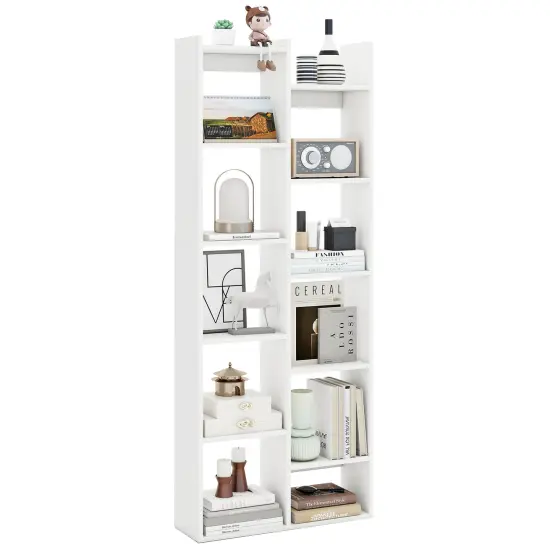 11-Tier Modern Bookcase with Anti-Tipping Kits and Open Storage Shelves White {4}