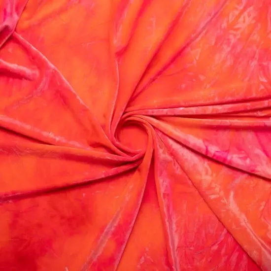 Renegade Tie Dyed Stretch Velvet Fabric Hot Pink {1}