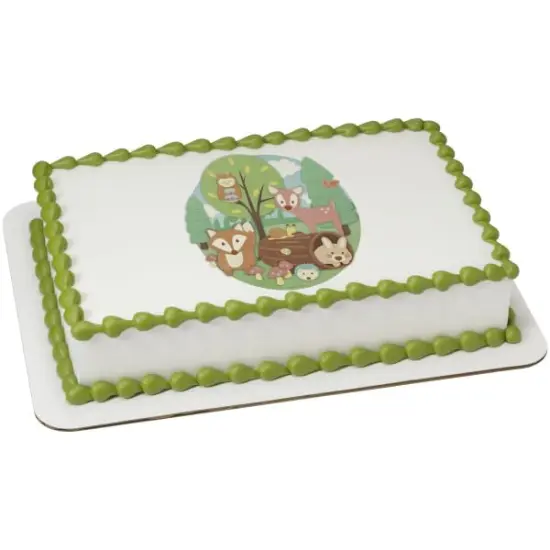 Baby Woodland Animals Baby Shower Edible Cake Topper Icing Image, {1}
