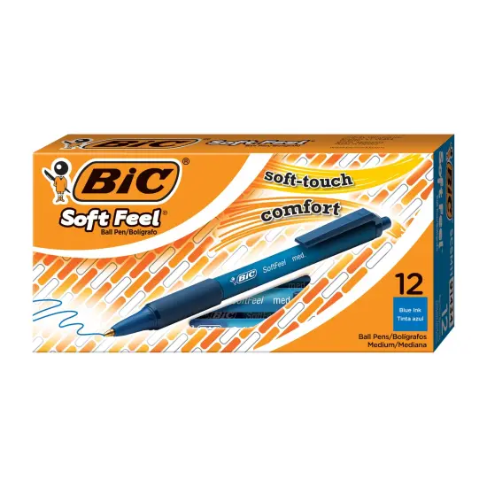 BIC Soft Feel Blue Retractable Ballpoint Pens, Medium Point (1.0mm), 12-Count Pack, Blue Pens With Soft-Touch Comfort Grip {2}