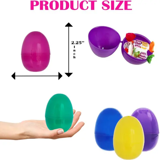 Fillable Easter Eggs 2.3" (500 Pack) with Hinge Bulk Colorful Bright Plastic Easter Eggs, Perfect for Easter Egg Hunt, Suprise Egg, Assorted Colors {3}