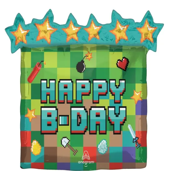 Pixel Party / Mining Party Giant Foil Balloon - 25" x 23" {1}