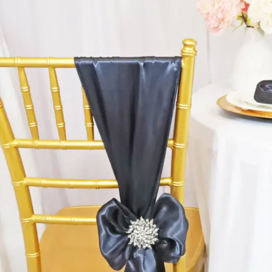 10 Pieces Pewter or Charcoal Satin Chair Bands, 8"x108" Elegant Event Wraps {5}