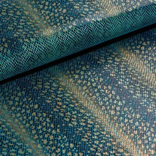 Venomous Foil Printed Stretch Velvet Fabric Gold {4}
