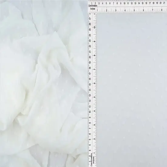 Sheer Waffle Swiss Dot Chiffon 1 Yard Soft Textured Woven Fabric, 59/60" Width IVORY {1}