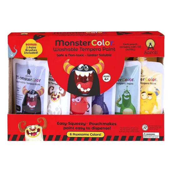 Abroli Monster Color Washable Tempera Paint Set 6/Pkg-Assorted Colors {1}