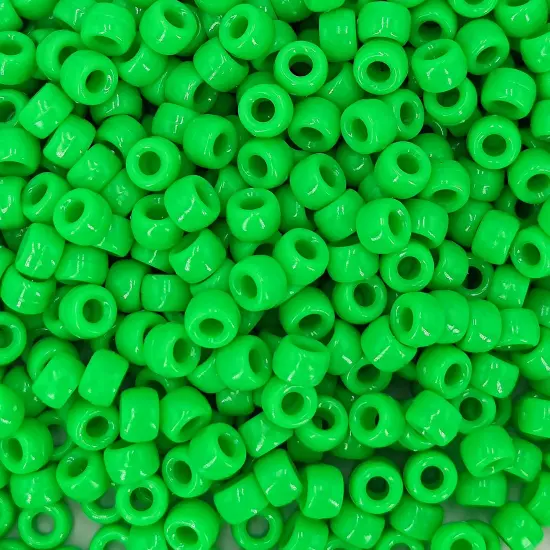 MIIIM 1200PCS 6x9mm Green Pony Beads Bulk, Kandi Beads for Bracelets Making Kit, Hair Braids Crafts for Jewelry Making (Bright Green) {1}