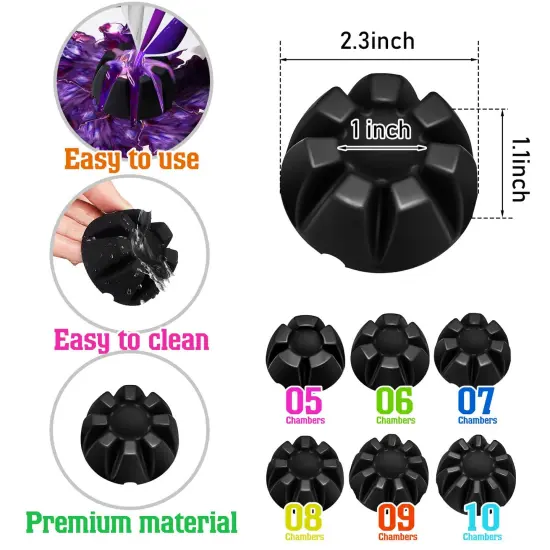 6 Pieces Flower Pour Cup for Paint Pouring 6/7/8/9/10 Slot Acrylic Paint Tools Fluid Painting Supplies Flower Strainer for DIY Pouring Paint and Creating Patterns Art Supplies(Black) {1}