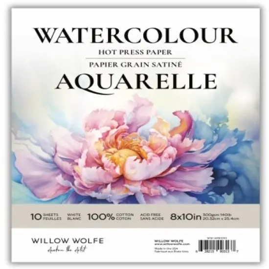 Willow Wolfe Hot Press Watercolour Paper Pad 8"X10"-10 Sheets {1}