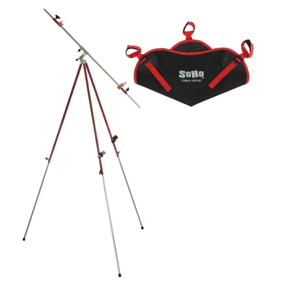 Creative Mark Napoli Art Easel for Adults - Heavy Duty Steel Easel for Vertical or Horizontal Painting with Tripod Weight Bag - Fits Canvases up to 28" - Red Chromium Plated & Varnished Steel {1}