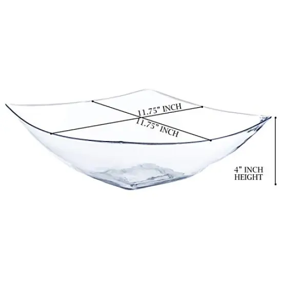 4 Pieces Disposable 128 ounce Square Serving Bowls, Party Snack or Salad Bowl, Extra Large Plastic Crystal Clear {1}