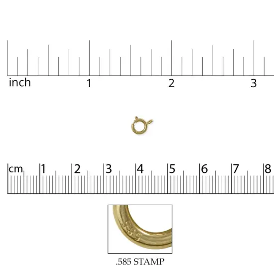 Spring Ring Jewelry Clasp 4.5mm 14 Karat Solid Yellow Gold {3}