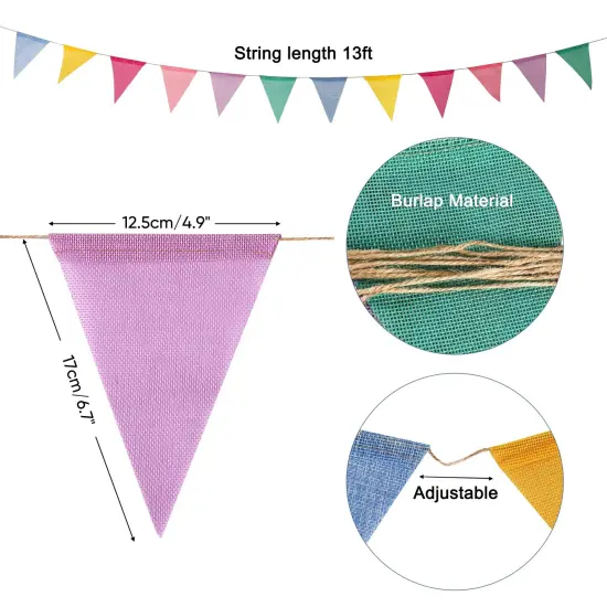 Colorful Triangle Banners for Birthdays Easter Classroom School Carnival Garland Outdoor Burlap Bunting Party Decorations 4 Strings {3}