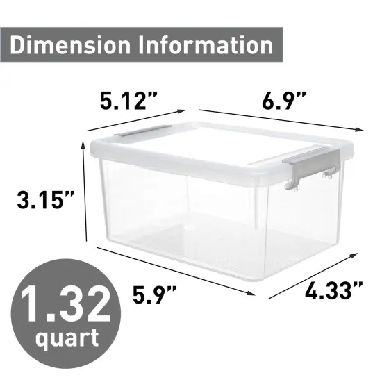 1.3 QT 6 Pieces Small Storage Bins Plastic Storage Container Stackable Box with Lids for Organizing, Clear White {2}