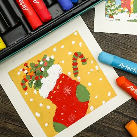 24 Colors (10x70mm), Soft Oil Pastels for Art Painting, Drawing, Blending, Oil Crayons Pastels Art Supplies for Artists, Beginners, Students, Teachers {6}