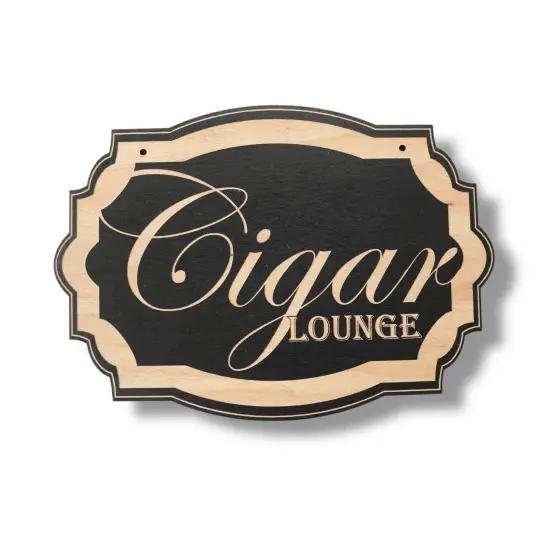 Cigar Lounge - Black Door Sign 7x10in {1}