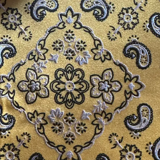 1 Yard Stretch Nylon Spandex Fabric with Bandana Design Foil for Dancewear Swimwear 60" Width White Silver {3}