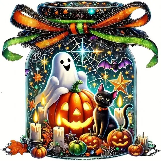 Ghost Pumpkin Diamond Art Kits {1}