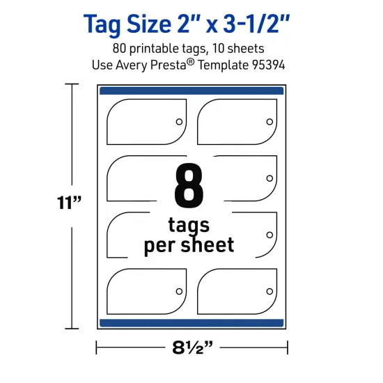 Avery Printable Leaf Printable Tags, Sure Feed Technology, 2" x 3-1/2", Matte White Cardstock, Print-to-The-Edge, Laser/Inkjet Printable, 80 Total {11}