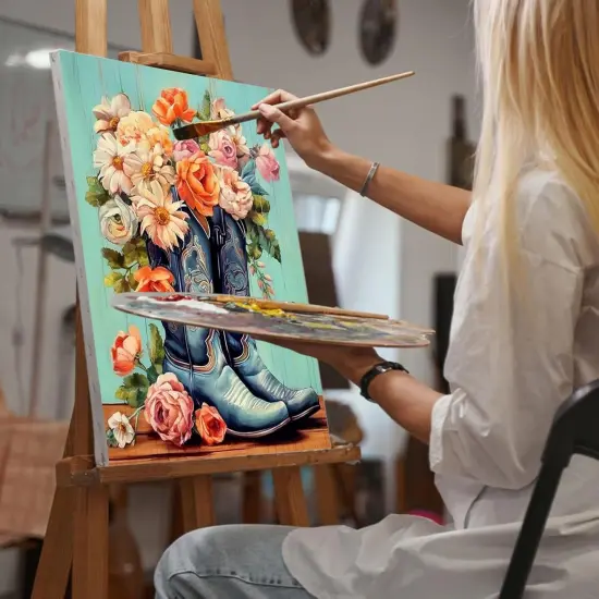 Cowboy Boots Paint by Numbers Kit for Adults Beginner {4}