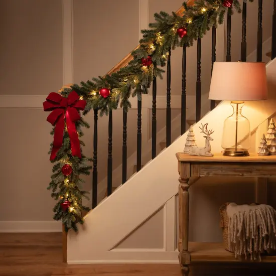 Northlight Pre-Lit Blue Spruce Artificial Christmas Garland - 9' x 14" - Clear Green {4}