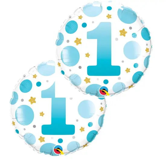 Age 1 Blue Dots 18 Inch Foil Mylar Balloon {2}