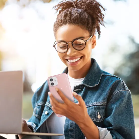 Insten Glitter Case for iPhone 12 Mini Case 5.4 Inch, Soft TPU Sparkle Protective Cases, Shock Absorption, Crystal Clear Pink Bling Shinny Slim Cover for Women Girls {7}