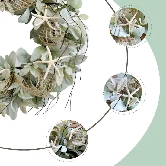 18&rdquo; Lamb&rsquo;s Ear & Starfish Wreath &ndash; Rustic Farmhouse Coastal D&eacute;cor {3}