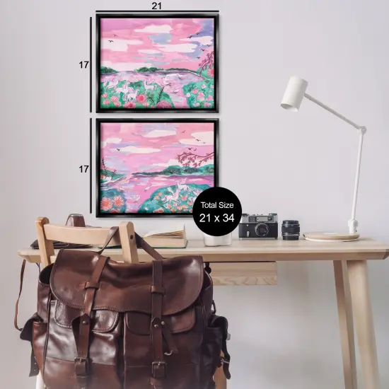 Stupell Industries Unicorn Nature Whimsy 2pc Floater Framed Canvas Wall Art Set Design by Melissa Wang {9}