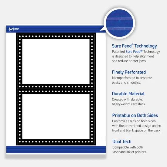 Avery Printable Rectangle Invitation Cards, Black and White Polka Dots, 5" x 7", Matte White Rectangle Invitation Cards, Laser/Inkjet, 20ct, Great for Invitation Cards {3}