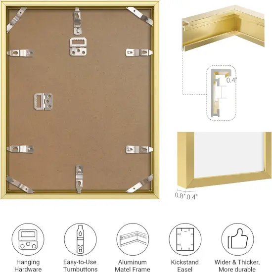 Oak Wood Picture Frame with Mat for 8x10 Set of 3, Natural Solid Wood 11x14 Frame with Tempered Glass for Wall Gallery & Home (3 Pack, Oak) {4}