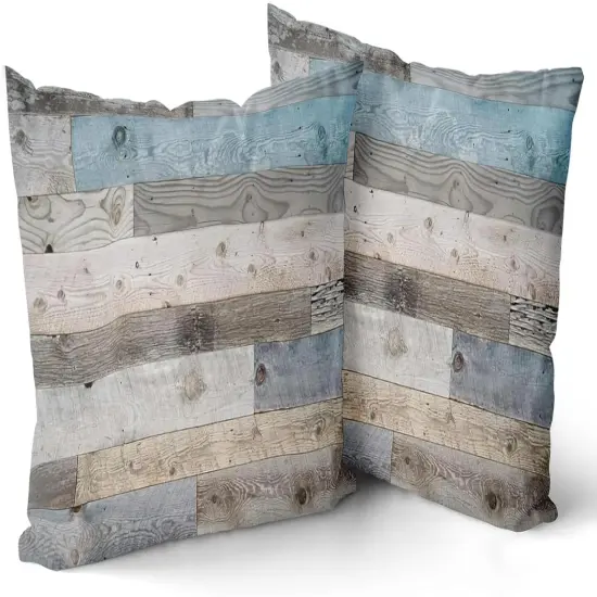 Wood Grain Throw Pillow Covers, Vintage Barnwood Cushion Covers, Rustic Wooden Country Style Square Pillowcases for Sofa Couch Bedding Farmhouse Deco {1}
