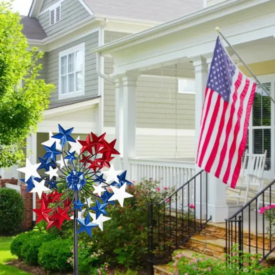 Outdoor Wind Spinner - Patriotic Metal Garden Spinners- Wind Sculptures July 4th Decorations for Garden {2}