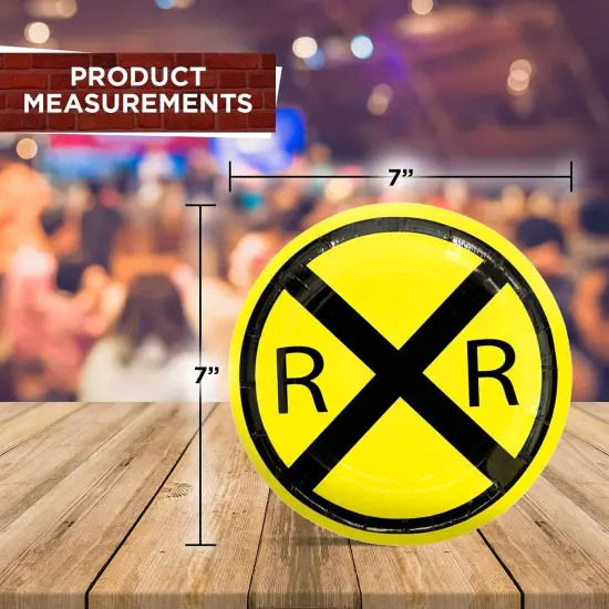 Railroad Paper Party Plates (24 pack) 7 inch Round Dessert Plates Great for Serving Cake at Train Themed Events, Kid's Birthday Party, Train Collectors {5}