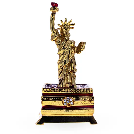 Statue of Liberty Jeweled Trinket Box Figurine {1}