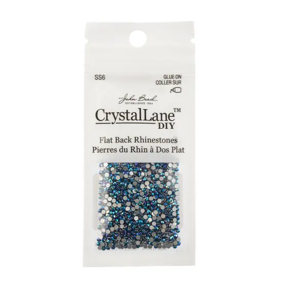 Crystal Lane DIY SS6 Glass Flatback Rhinestones, 1440pcs Jet AB {3}
