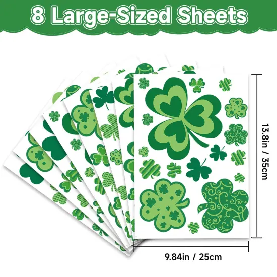 St Patricks Day Window Clings Decorations, Saint Patrick's Day Shamrock Decor, Sticker Decal for Holiday Home Party, 8 Sheets 126 PCS {6}