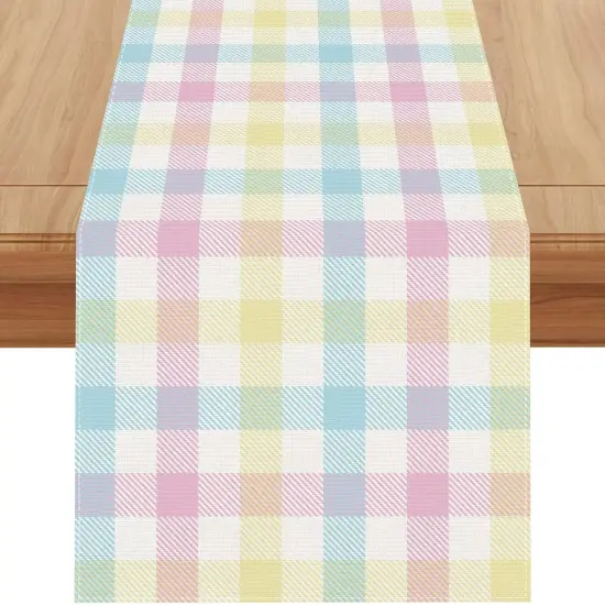 Linen Buffalo Check Plaid Spring Table Runner 72 Inches Long Farmhouse Spring Summer Easter Table Decoration for Home Kitchen Dining Room {1}