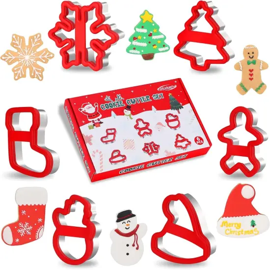 Christmas Cookie Cutters, 6 Pcs Winter Holiday Cookie Cutter Set {1}