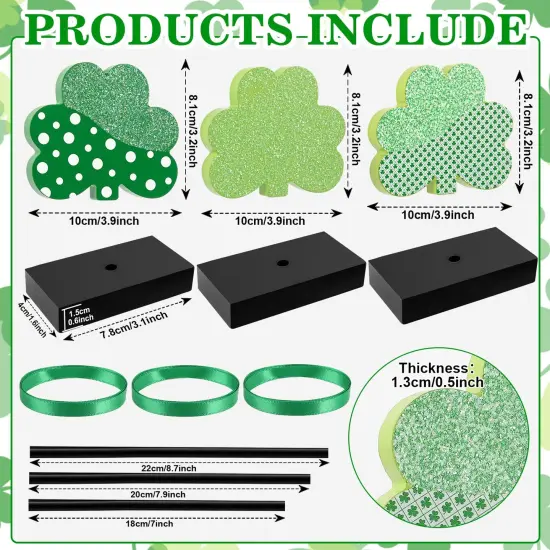 3 Pieces St. Patrick's Day Tiered Tray Decor, St. Patrick's Table Decor Shamrock Wooden Set, Irish-Themed Shamrock Decor, Green Lucky Shamrocks for Home Decor (Light Green) {6}