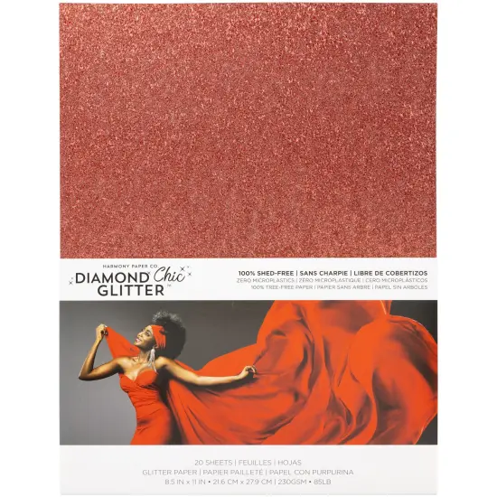 Harmony Diamond Chic Glitter Cardstock 8.5"X11" 20/Pkg-Scarlet {1}