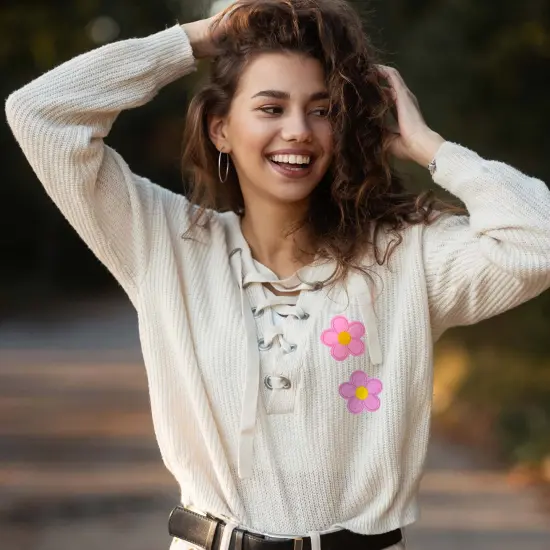 20 PCS Flower Iron on Patches, PAGOW 5 Petals Flower Applique Patch, Sew On Embroidered Applique Sewing Patches for Bags, Jackets, Jeans, Clothes DIY Patches, 2.04inchx2.04inch (W*H) 20 Colors {6}