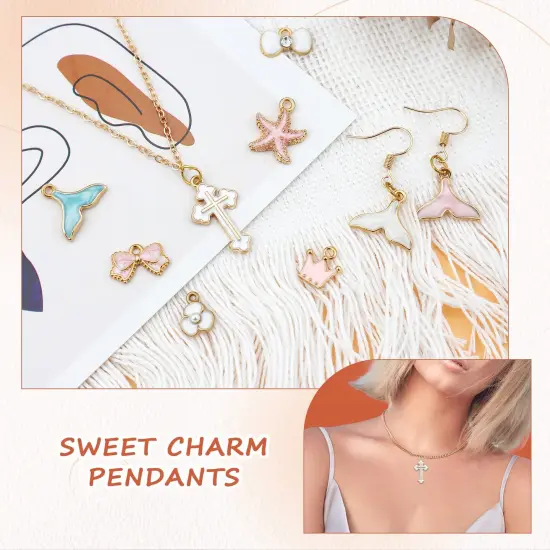 100PCS Gold Plated Enamel Charms Mixed Moon Star Fruit Animal Charm Colorful Pendant DIY for Necklace Bracelet Jewelry Making and Crafting {5}