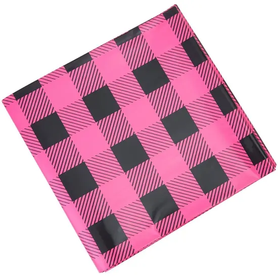 Sparkle and Bash Buffalo Plaid Table Covers for Girl Baby Shower (54 x 108 in, 3 Pack) Pink {5}
