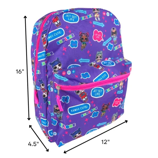 L.O.L. Surprise Dolls All Over Print Backpack With Pocket, 16" Inch {4}