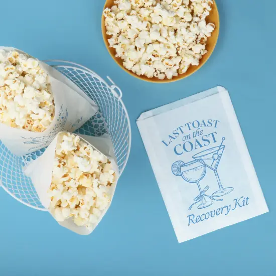 Big Dot of Happiness Last Toast on the Coast Paper Treat Bags, Coastal Bachelorette Candy Bags, Greaseproof White Sandwich Cookie Bags - 25 Count {3}