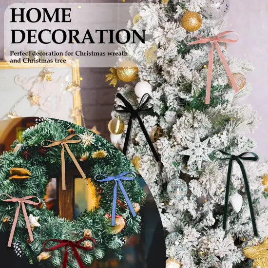 6 Rolls Velvet Ribbon 3/8 Inch Wide Total 150 Yards Single Face Thin Velvet Ribbon for Wrapping Gift, Valentine's Day Tree Garland Decoration Wreath Craft Bow Making {3}