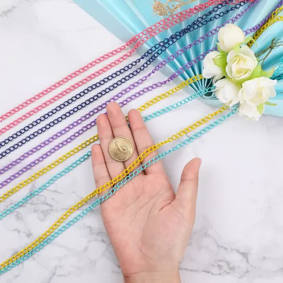 39.37 Feet Necklace Figaro Chains for Jewelry Making, 4 Colors Brass Plated Necklace Chains with 40 Lobster Clasps, 80 Jump Rings in Bulk for Women Men DIY Bracelet Craft {5}