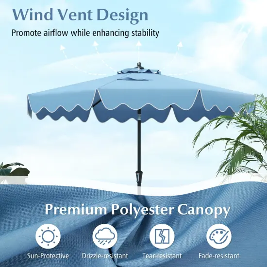9 Feet Patio Umbrella with Crank Handle and Push Button Tilt-Navy {6}