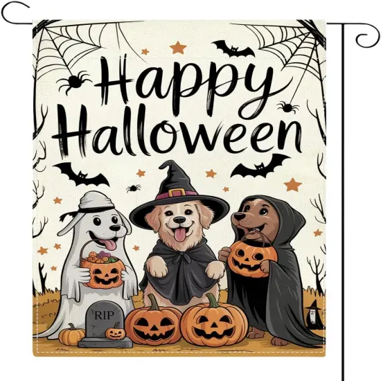 Yard Happy Halloween Dog Pumpkin Garden Flag 12x18(Halloween1) {5}